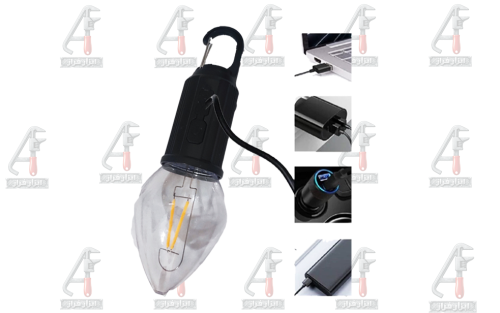چراغ شارژی کمپینگ قابل شارژ با USB دارای قلاب آویزی و سه حالت نوردهی مناسب سفر و فضای باز