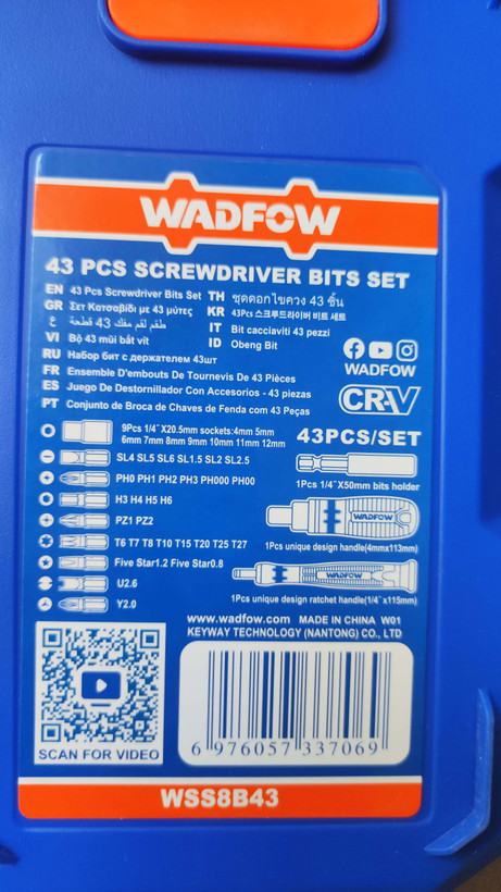 ست 43 عددی پیچ گوشتی و بکس وادفو مدل WSS8B43